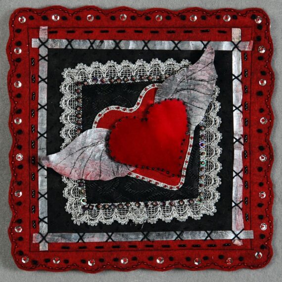 Art Quilt Pattern Corazon I: Winged Heart 8x8"
